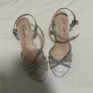Camille La Vie Sparkling Silver Strappy Heels